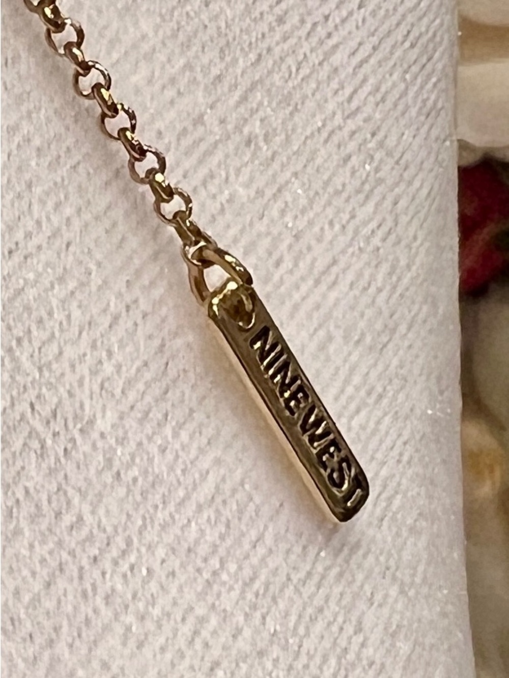 Nine West Gold Long Pendant Necklace with Leopard Ring Accent - Picture 7 of 7